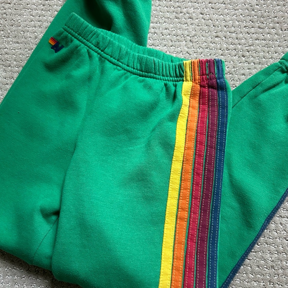 Aviator Nation Unisex Kids 5 Stripe Sweatpant Kelly Green Size 12
